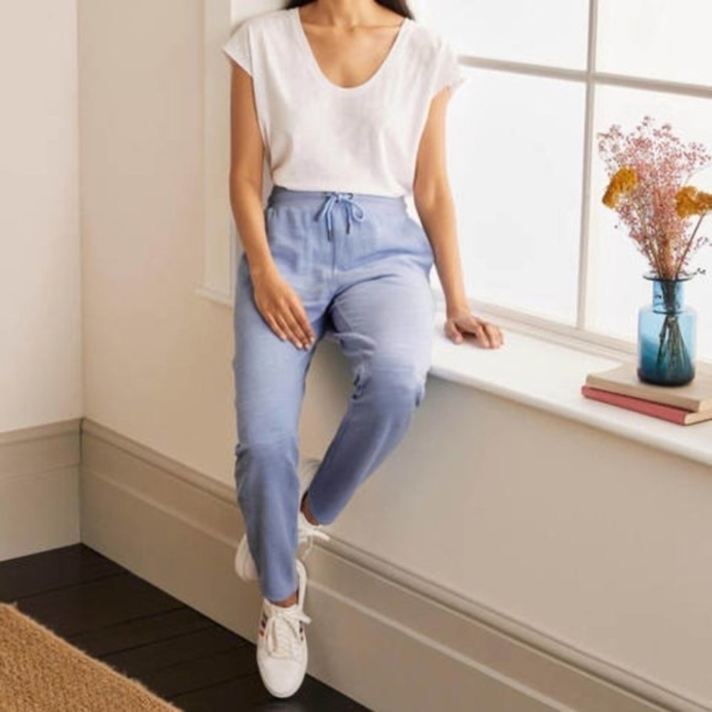 Boden Drawstring Cotton Katie Joggers in Hazy Blue Size 6 US